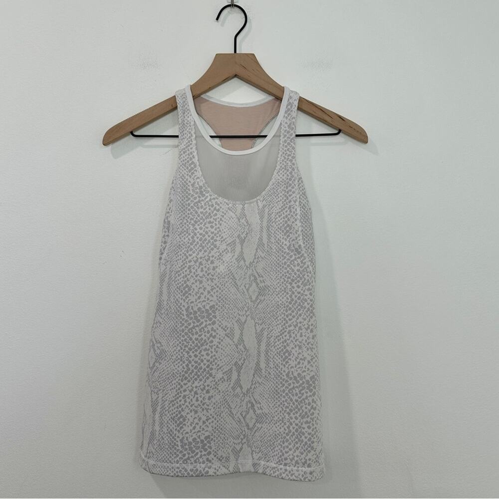 Lululemon Mesh With Me Tank Desert Snake White Silver Fox size 4